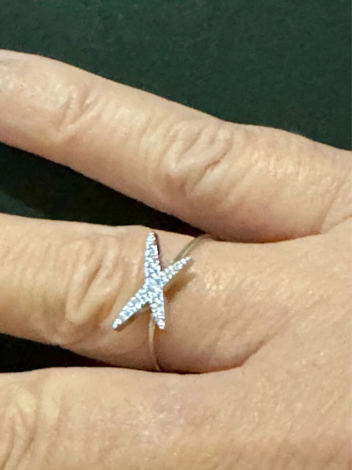 Bague réglable liens croisés acier inoxydable argent et cristaux - photo numéro 3