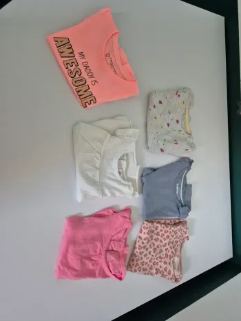 Lot 6 t-shirts manches courtes bébé fille 18 mois (Primark, Lupilu, Tex)