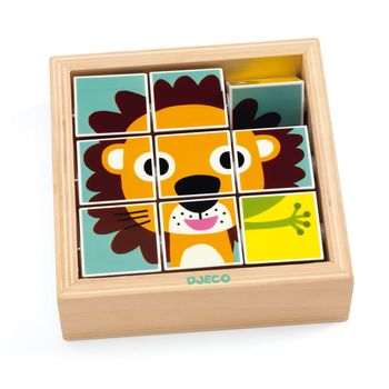 Puzzle 9 cubes en bois : Tournanimo - Djeco NEUF
