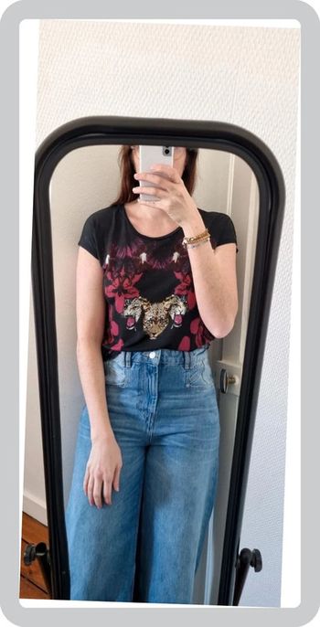 Tee-shirt sandro imprimé animal tigre et fleur très bon état taille 1 38