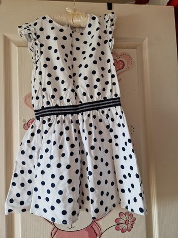 Robe 8 ans orchestra blanc à pois bleu