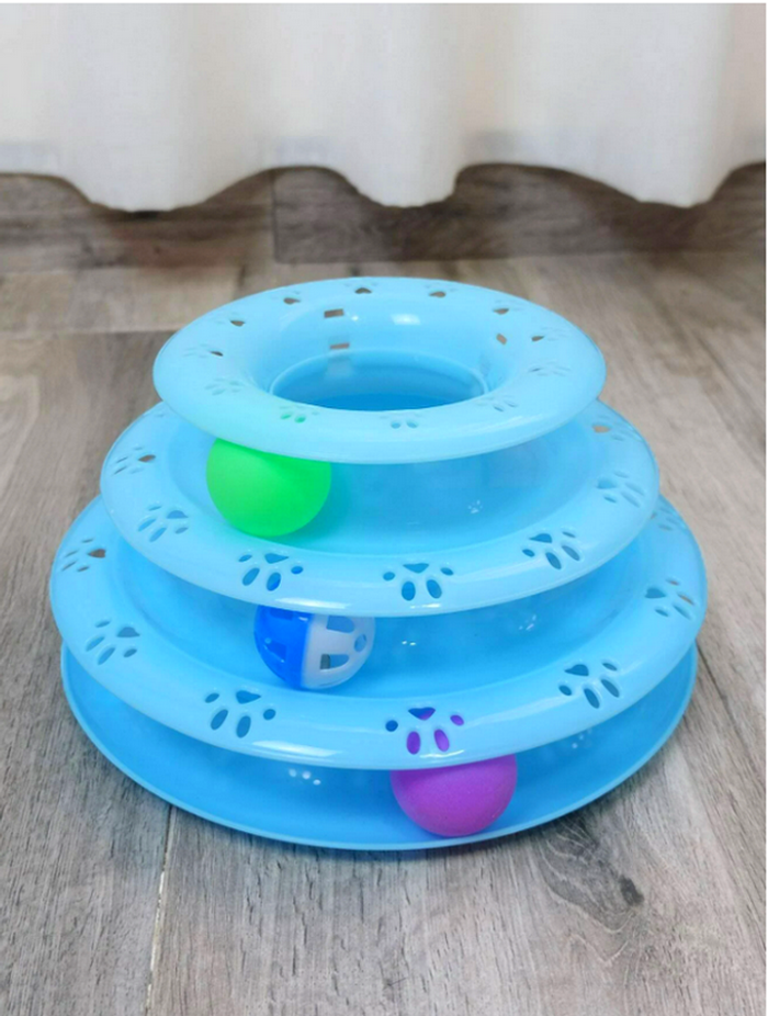 Jouet pour chat tour bleu avec 3 balles Neuf - photo numéro 5