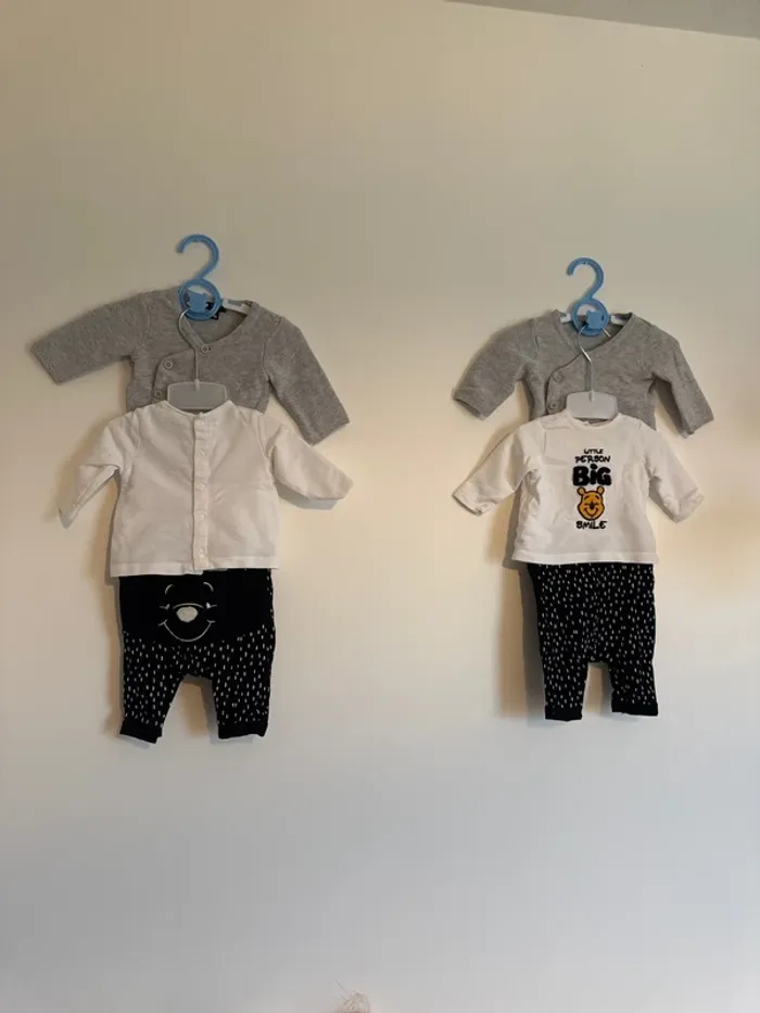 Lot de 2 ensembles 3 pièces Disney pour jumeaux naissance 0 mois