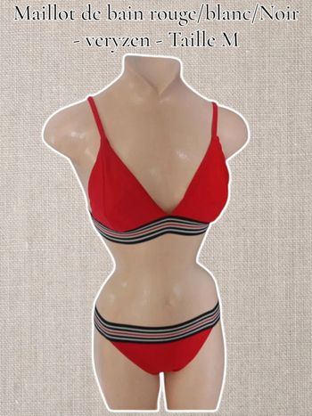 Maillot de bain rouge/blanc/Noir - veryzen - Taille M