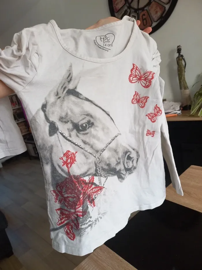 Tee-shirt manches longues blanc 12/14 ans - photo numéro 5