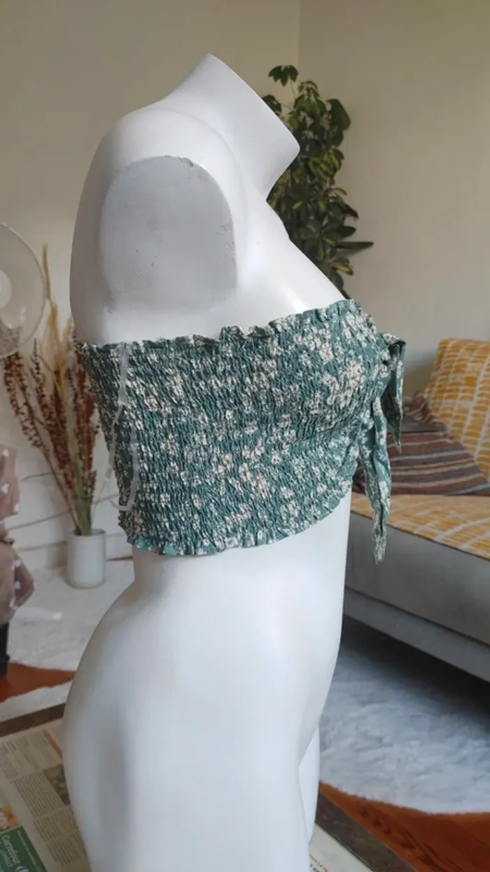 Bustier en viscose noeud crop top - photo numéro 3