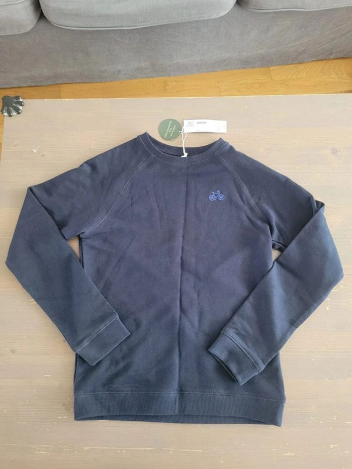 Sweat marine vélo bleu 14 ans NEUF Monoprix