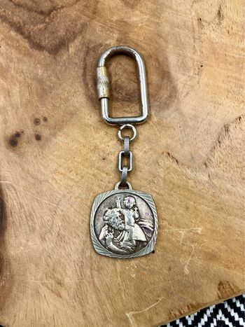 Porte-clés vintage Saint Christophe religieux métal argenté – Années 50/60