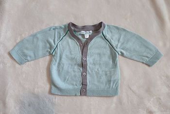 Gilet bleu ciel et taupe Vertbaudet taille 1 mois