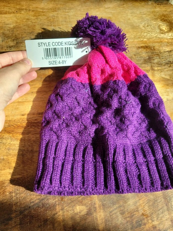 Bonnet doublure 4 et 8 ans violet rose enfant fille - photo numéro 2