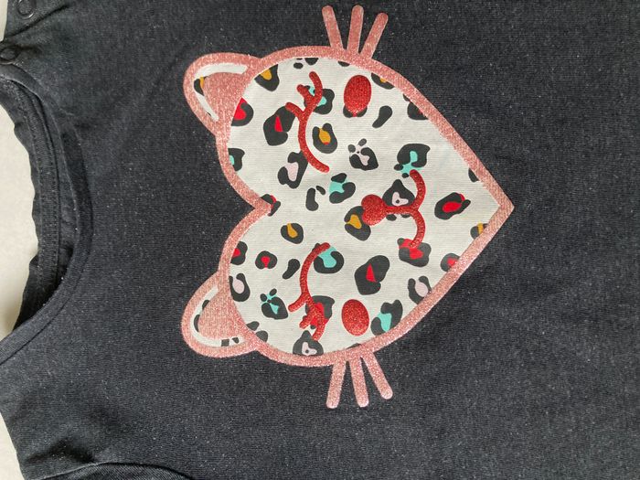 Tee-shirt manches longues coeur tête de chat - photo numéro 2