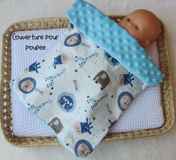 Accessoire poupée : Couverture pour poupée - theme savane