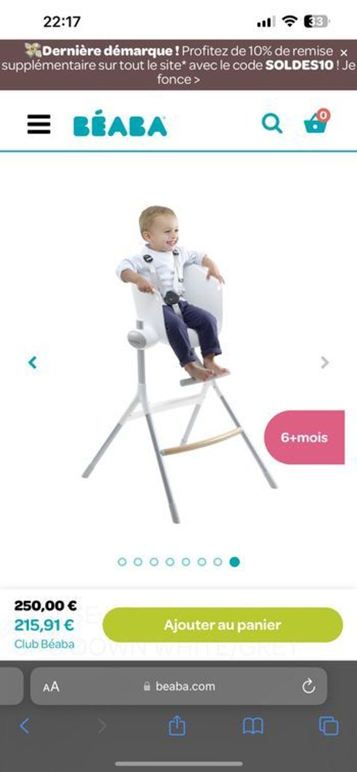 Chaise haute beaba up and down