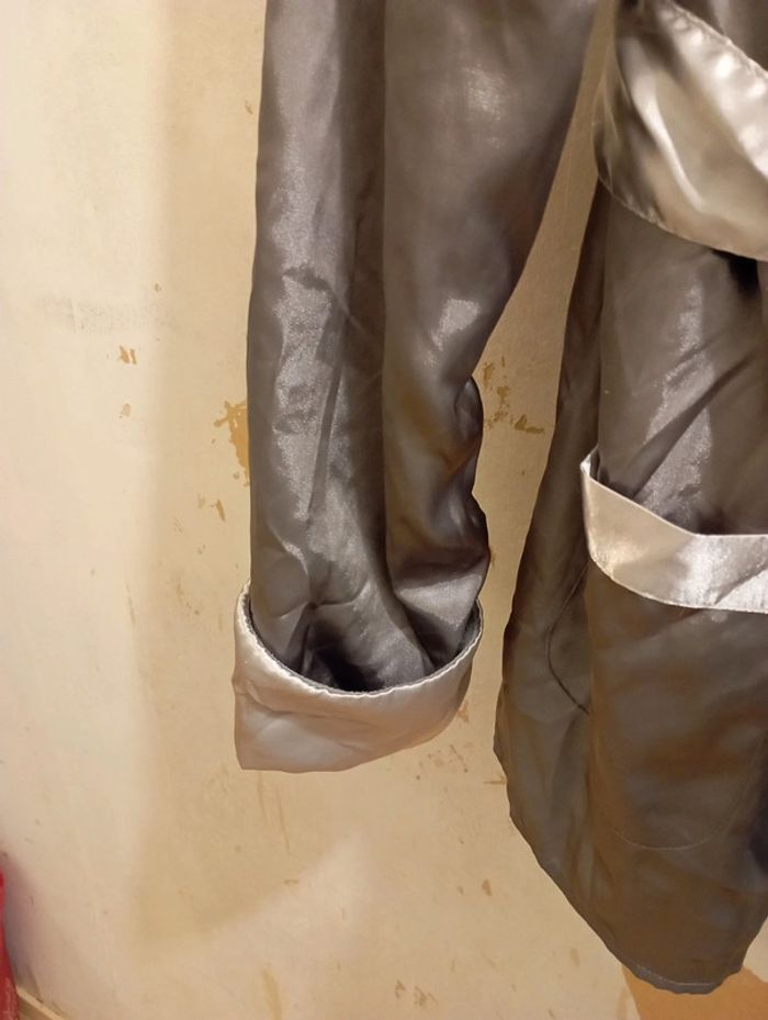 Veste d'intérieur satin/polaire grise - photo numéro 6