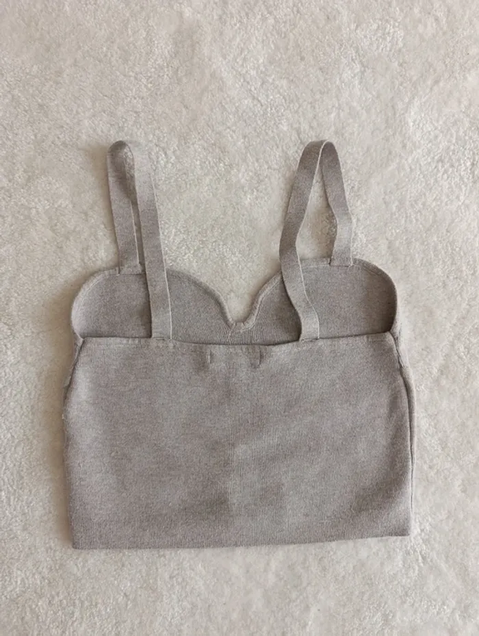 Croc top beige H&M M matière laine légère - photo numéro 8
