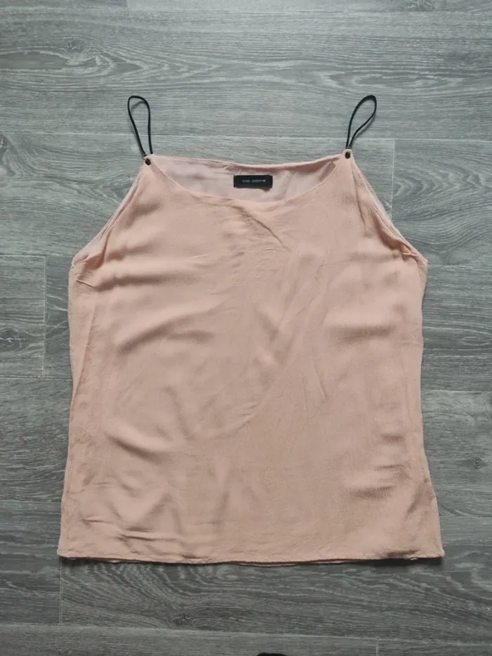 Débardeur rose poudré à bretelles noires taille 42 Cop Copine - photo numéro 5