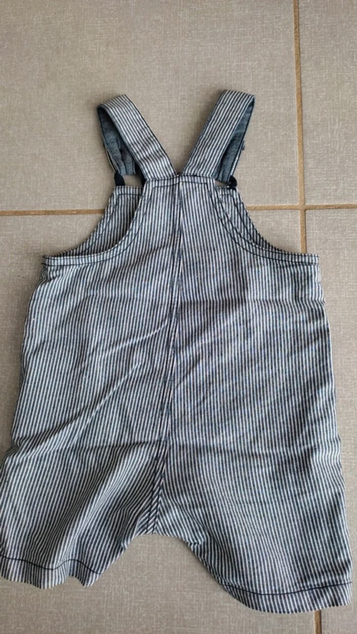 Salopette courte rayé bleu/blanc T.12 M - photo numéro 2