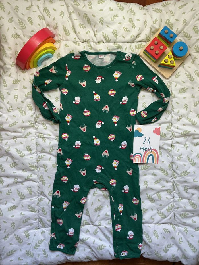 pyjama sans pieds de Noël vert à motifs en coton 2/3 ans