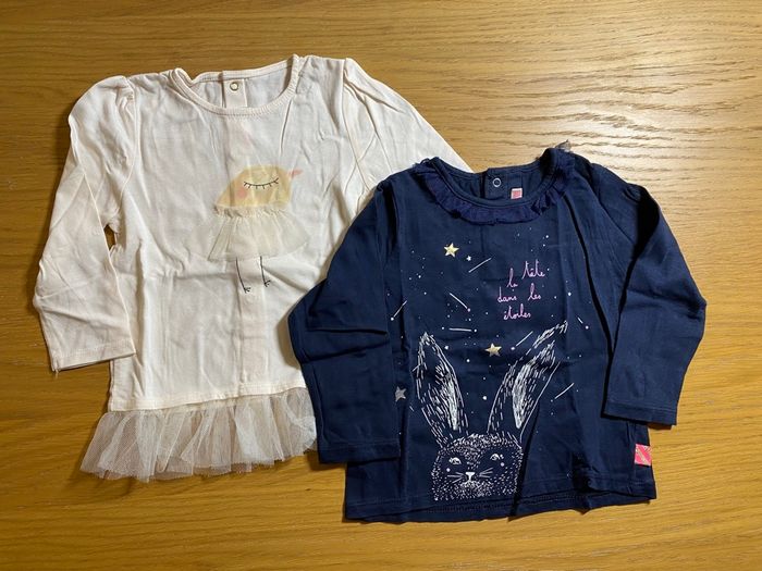 BillieBlush Lot de 2 T-shirts manches longues rose/marine Taille 12 mois - photo numéro 2
