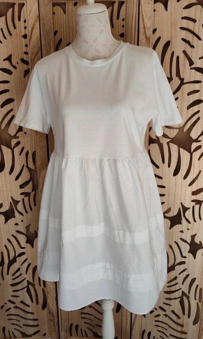 Robe blanche en coton Taille L Zara
