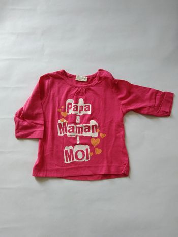 tee shirt manches longues rose fille 3 mois kitchoun