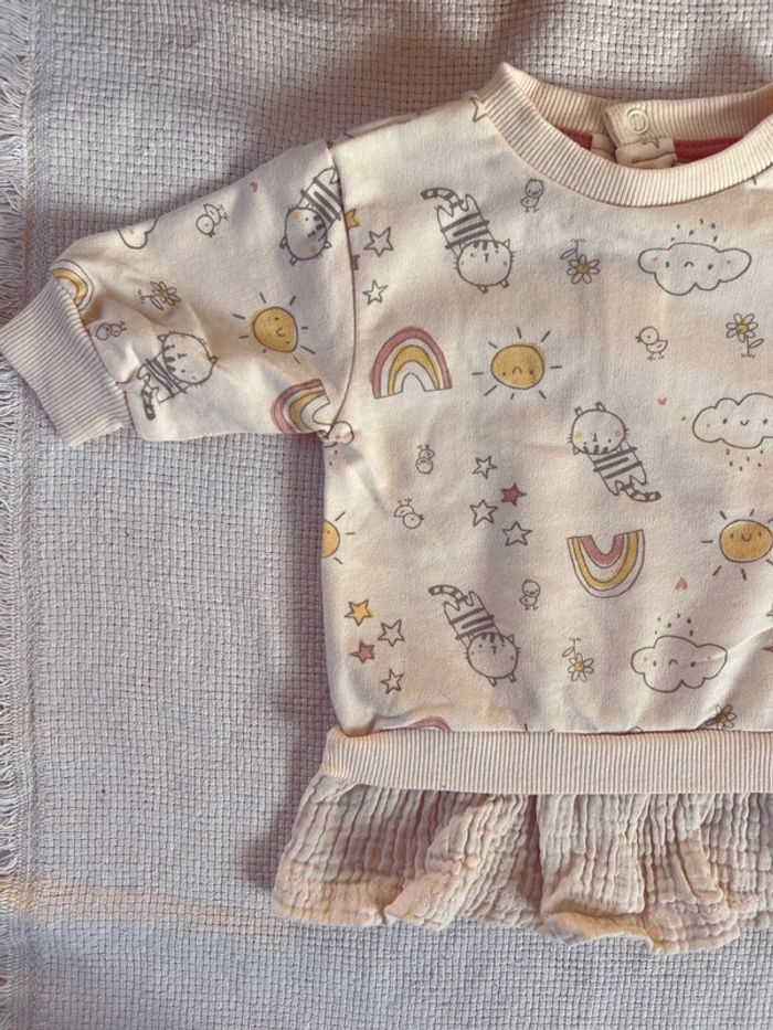 robe sweat-shirt motif et gaz de coton neuf - photo numéro 2