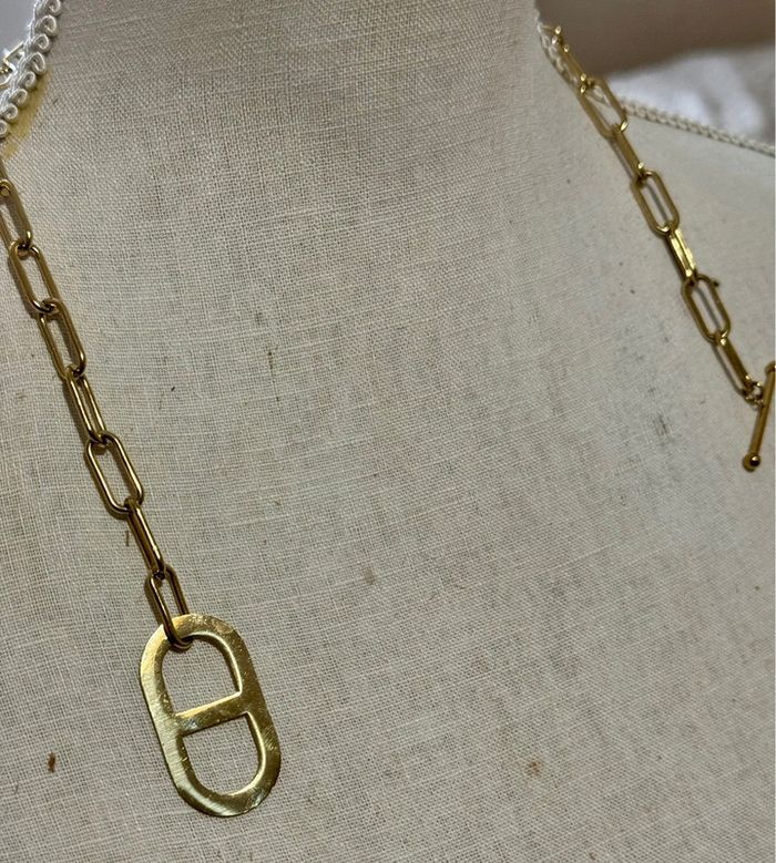 Collier mailles larges xl maillon CD xl tige traversante acier inoxydable or de qualité - photo numéro 4