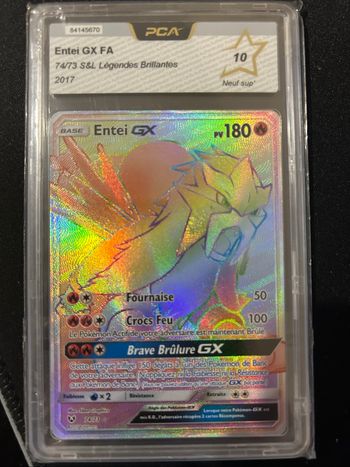 Carte Pokémon Entei GX FA 74/73 S&L légende brillante PCA 10 FR