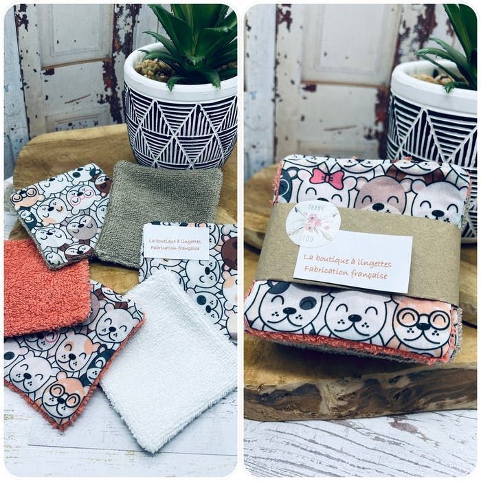 Lingettes lavable et réutilisable lot de 6