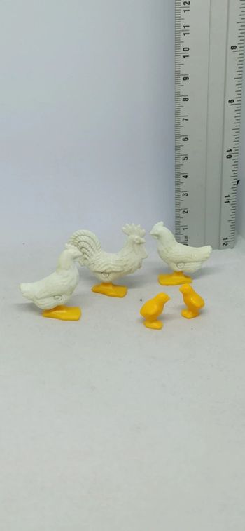 Coq poules blancs vintage avec poussins playmobil