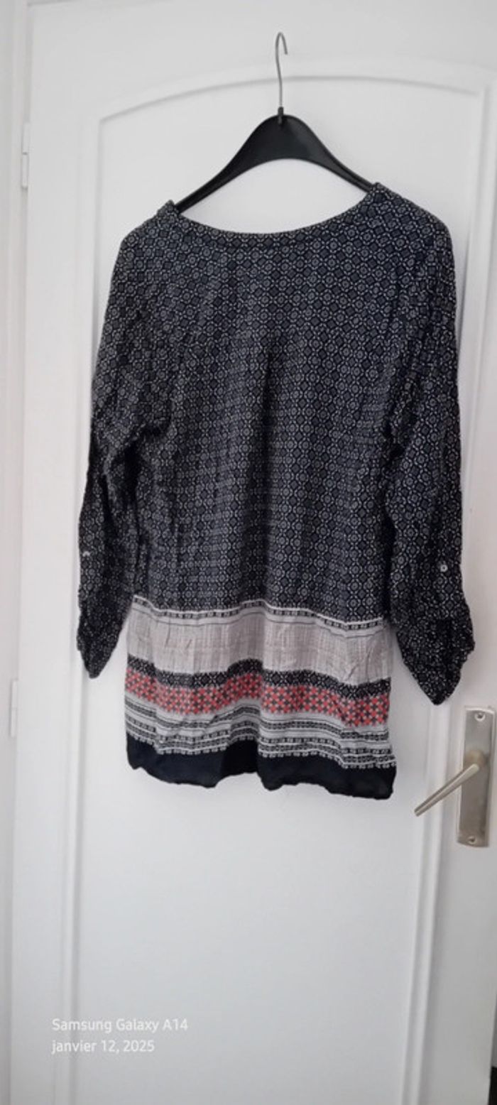 Tunique longue esprit bohème motif mosaïque bleu femme XL camaïeu - photo numéro 5