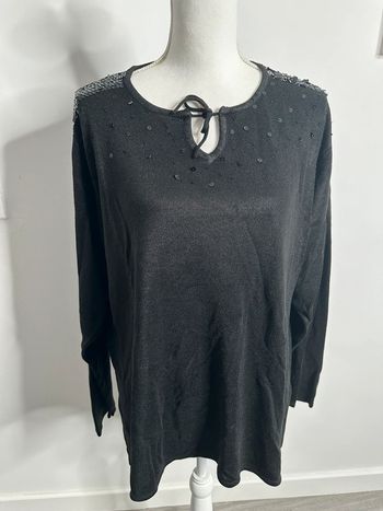 Pull noir et sequins paillettes T50 5XL
