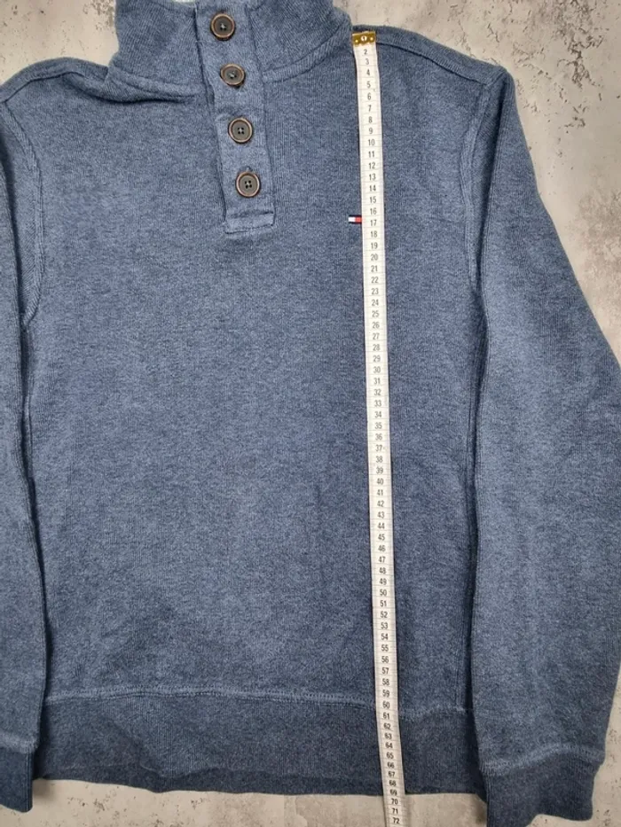 Pull col montant boutonné Tommy Hilfiger bleu – Taille M Hommes (mesures en photos) - photo numéro 9