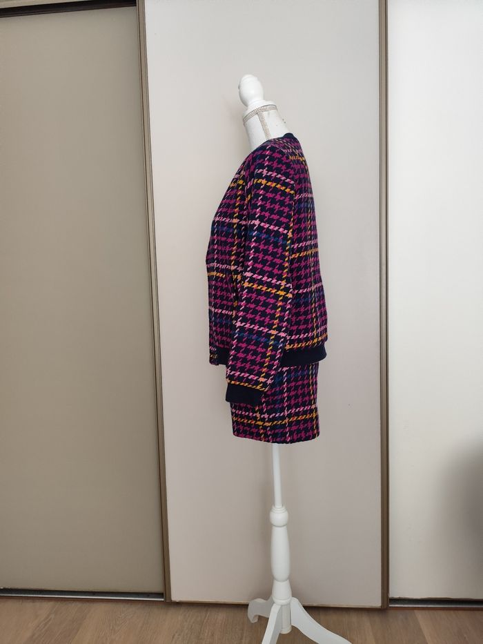 Tailleur short Morgan taille 38 tweed bleu marine a motif automne hiver - photo numéro 5