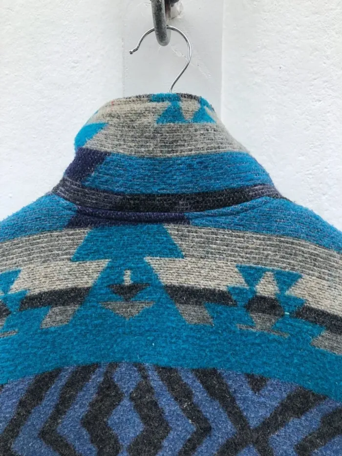 Manteau pure laine bleu Navajo Aztec made in France 🇫🇷 - photo numéro 13