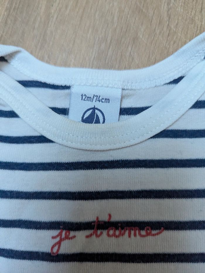 Lot 2 bodies petit bateau manches courtes 12 mois - photo numéro 3