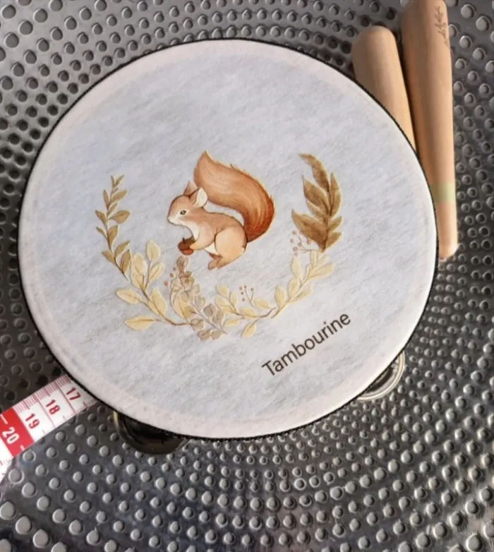 Tambourin et baguettes écureuil - photo numéro 3