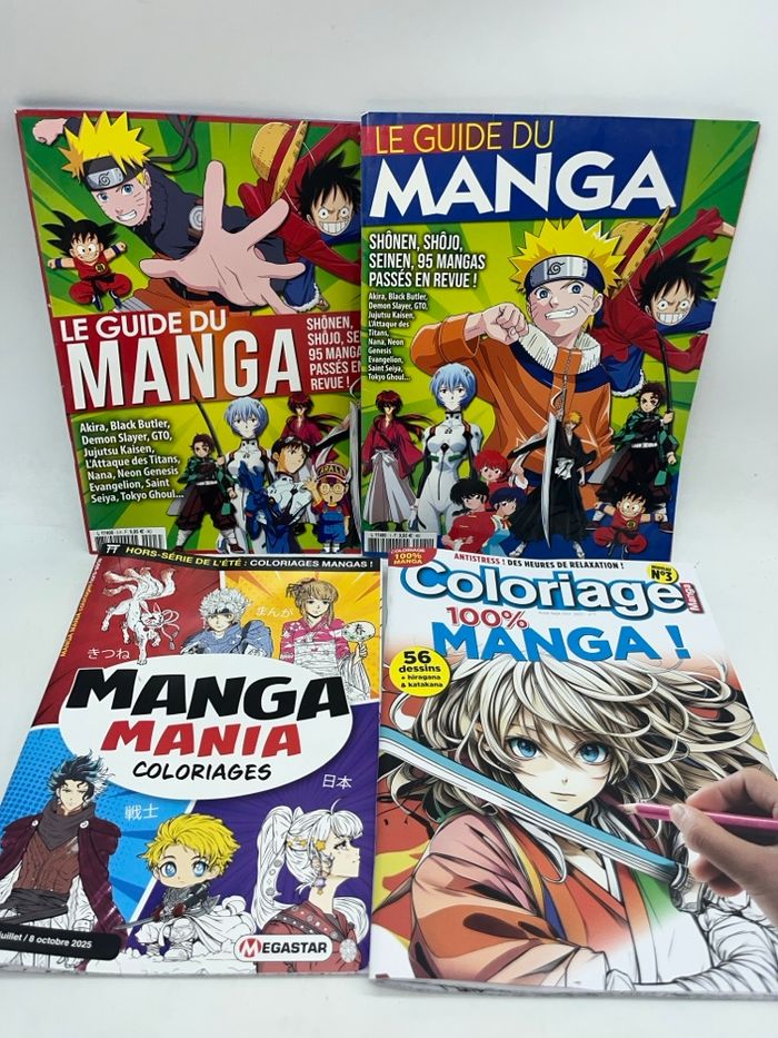 Lot de 4 livres d'activité Magazine Coloriage spécial Manga