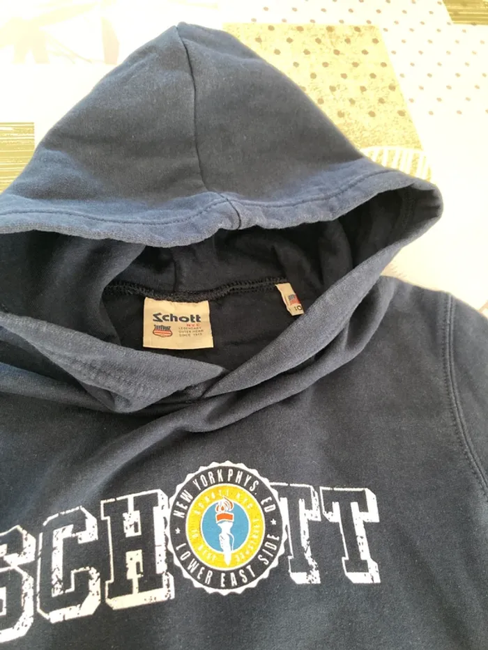 Sweat à capuche schott, bleu marine, taille 10 ans - photo numéro 2