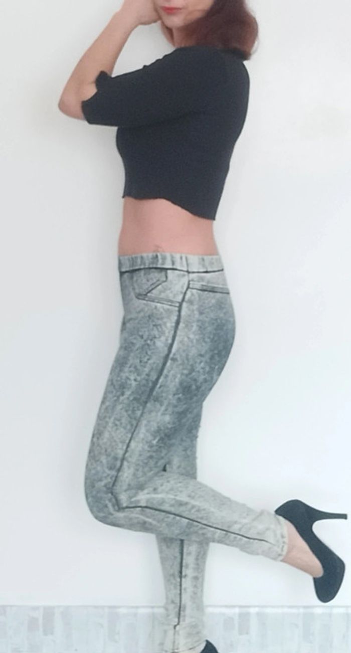 Leggings treggings effet jean taille 38/40 - photo numéro 4