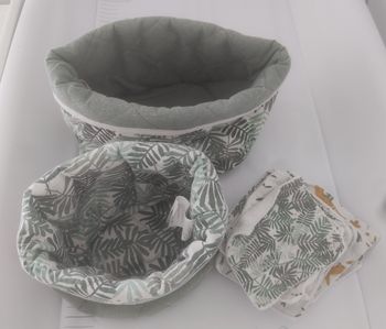 2 Paniers et 10 lingettes lavables vert