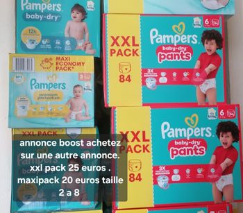 Pampers maxipack ou gigapack de taille 2 a 8
