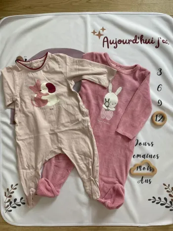 Lot de 2 pyjamas bébé fille – Obaïbi – Taille 12 mois