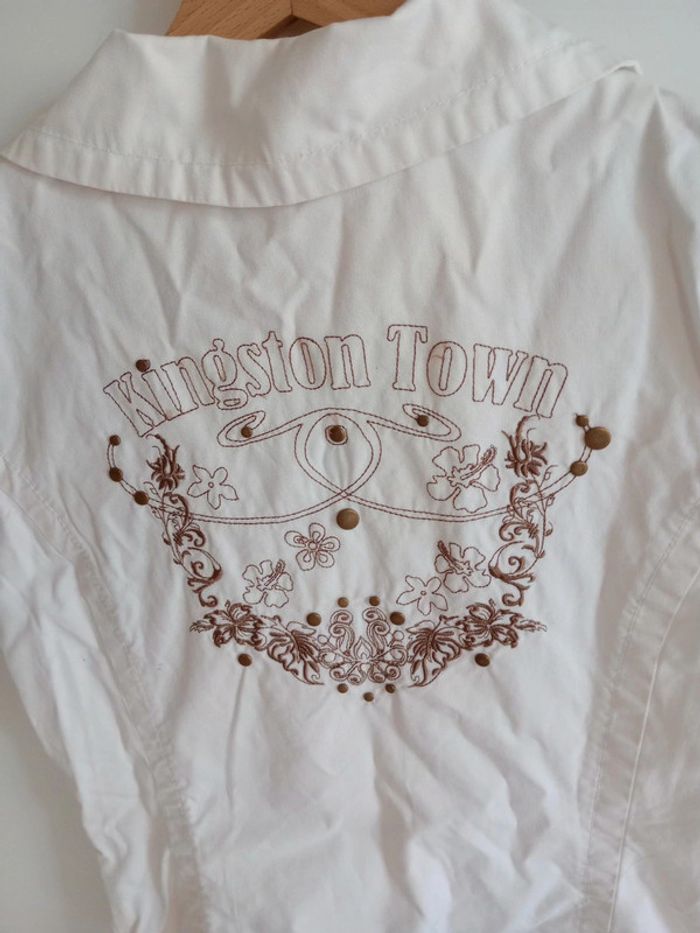 Veste jean sans manche blanc cassé " Kingston town" c85 - photo numéro 13