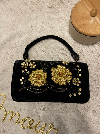 Pochette / clutch de soirée en velours noir - Vintage