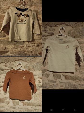 Lot 3 t-shirts manches longues, taille 6 mois, collection 2025