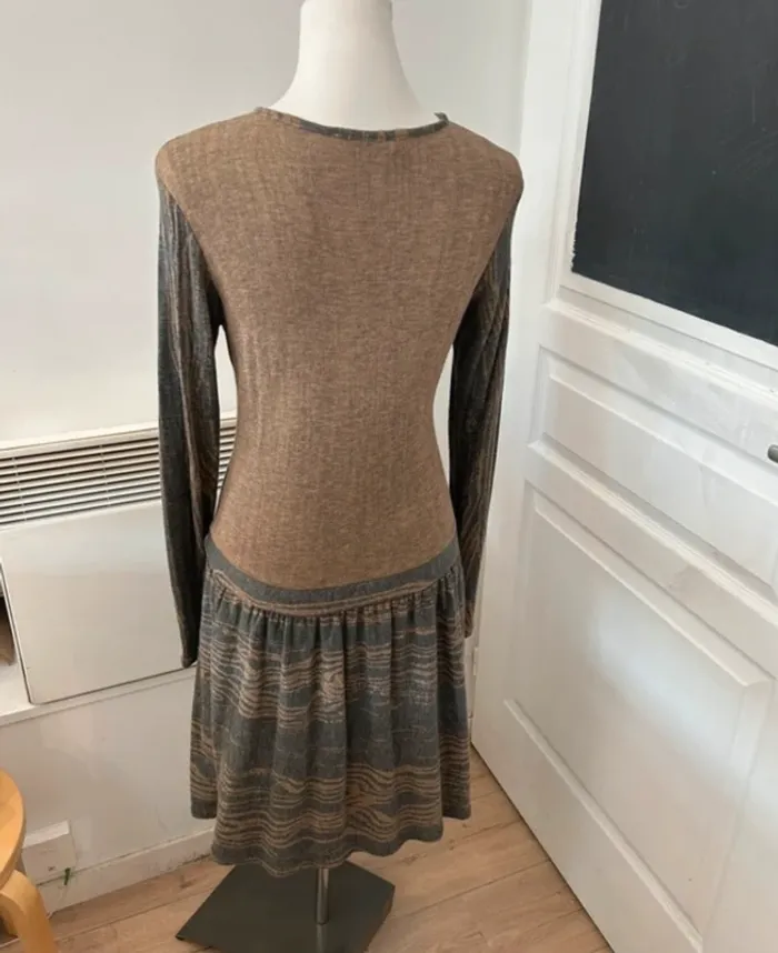 Emita churlaud robe en laine imprimée Coloris beige, gris femme, taille 40 - photo numéro 5