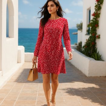 Robe rouge à motif taille 44 neuvr avec étiquettes de SBRN