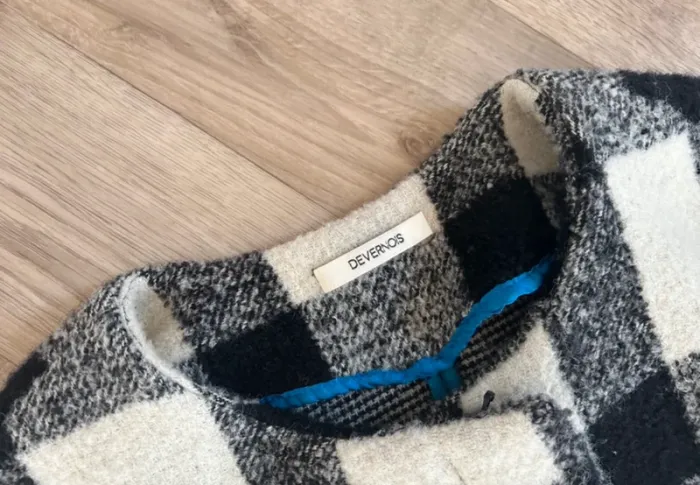 Devernois, manteau caban, noir et blanc, imprimé oversize Laine, femme, taille S/36 - photo numéro 3