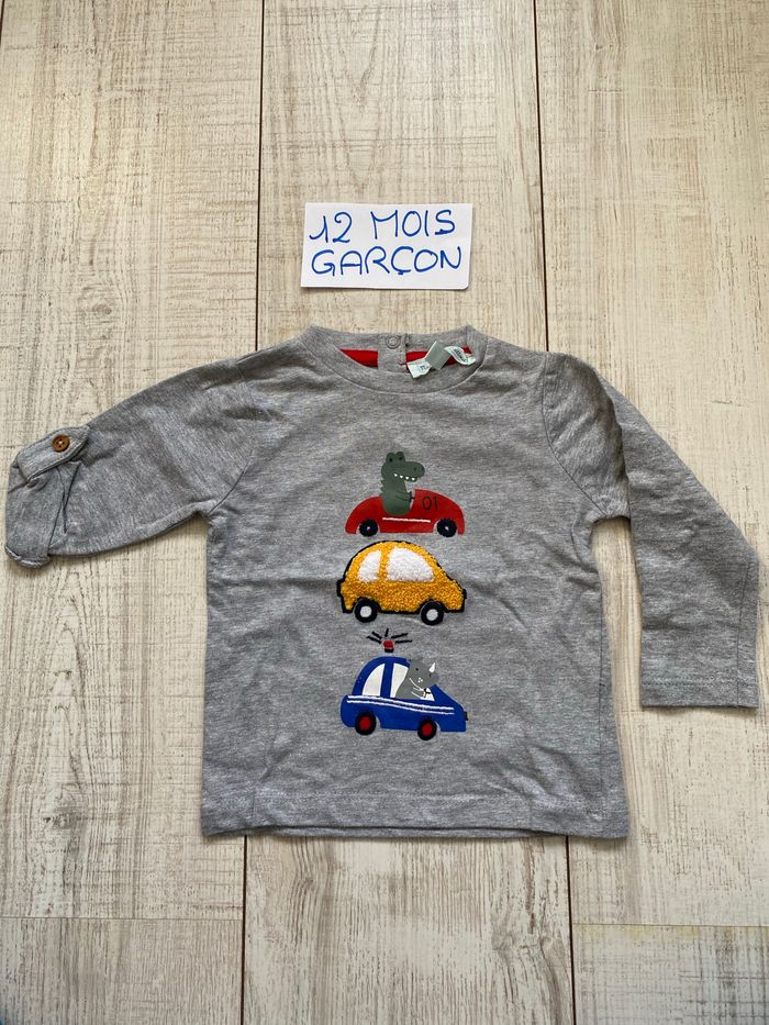 T-shirt a manches longues animaux et voiture